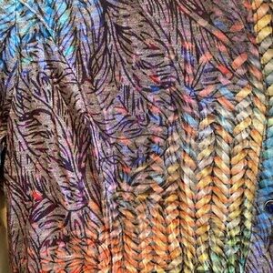 Carine Snap Button Selena Fit n Flare Crinkle Rainbow Shirt Purple Blue Blue XS